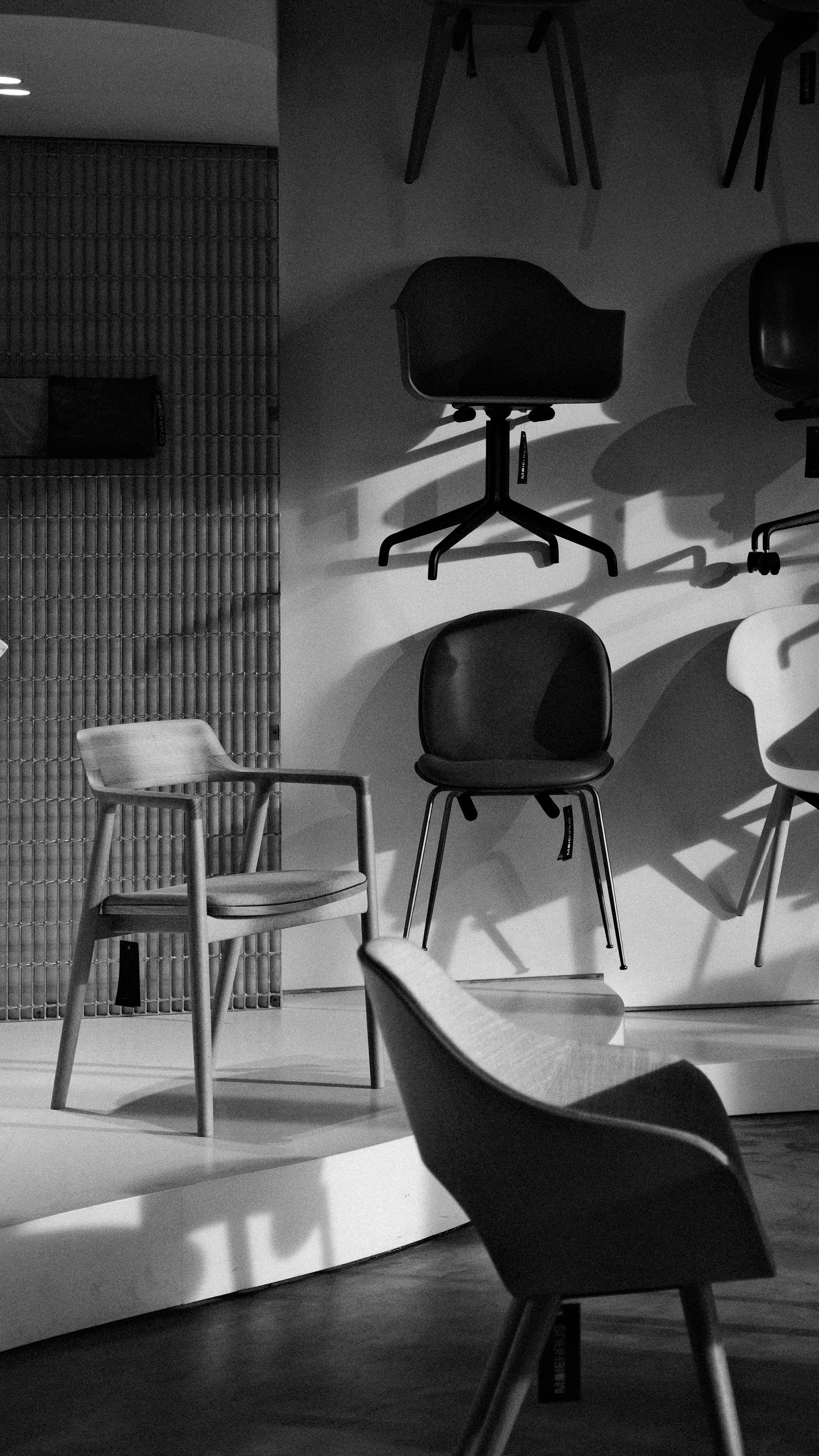 Chairs displayed in a furniture showroom